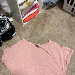 SHEIN Light Pink Scoop Neck Dolman Sleeve Crop Top